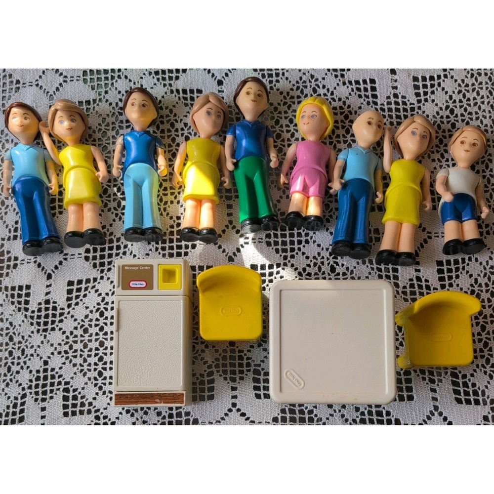 Vintage Little Tikes Plastic Dollhouse Accessories Furniture And People Set 90s